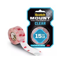 3M Scotch-Mount clear double sided foam tape 1" x 60" – heavy duty mounting without nails