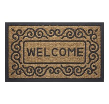 Welcome Coir Doormat Beige-Black 18x30 Inch