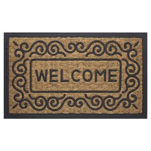 Welcome Coir Doormat Beige-Black 18x30 Inch