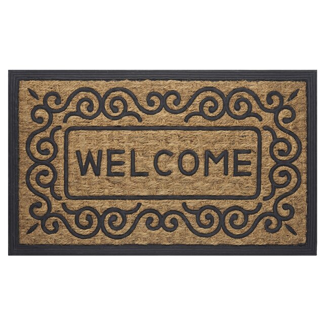 Paillasson Coco Welcome Beige-Noir 45x75 cm