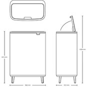 Brabantia Bo Touch Bin Hi 60L Weiß – Design Mülleimer mit Soft-Touch Deckel