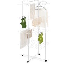 Brabantia Hang On Tower Drying Rack 30m – Foldable Clothes Airer with Wheels, 4 Levels, 25kg