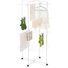 Foldable Clothes Airer 30m with Wheels White