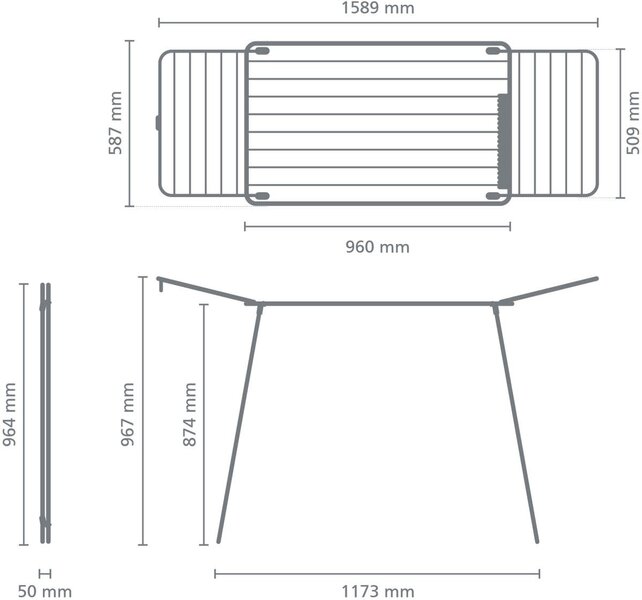 Brabantia Foldable drying rack 18m Matt Black