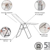 Brabantia HangOn Drying Rack 25m - Foldable Clothes Rack - Matt Black