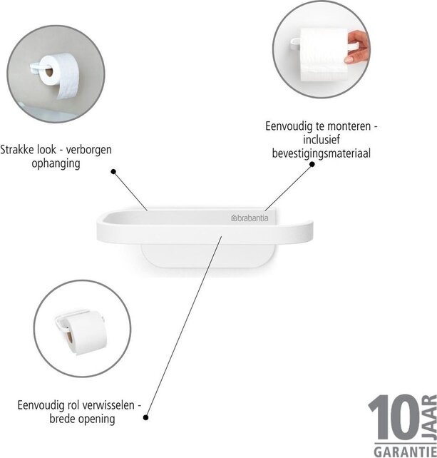 Brabantia MindSet Porte Papier Toilette – Fixation Murale, Antirouille