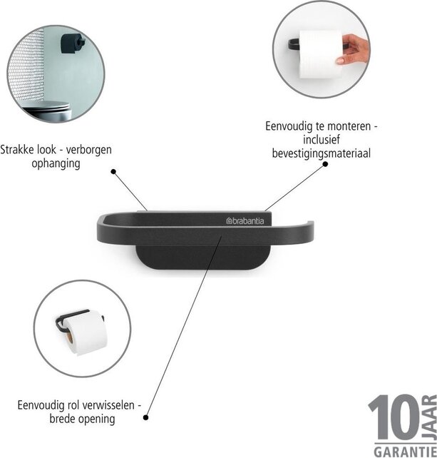 Brabantia MindSet Toiletrolhouder – Wandmontage, Corrosiebestendig