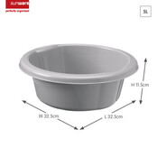 Sunware Waterline Waschschüssel Rund 5L – Mit Ausguss & Griffen