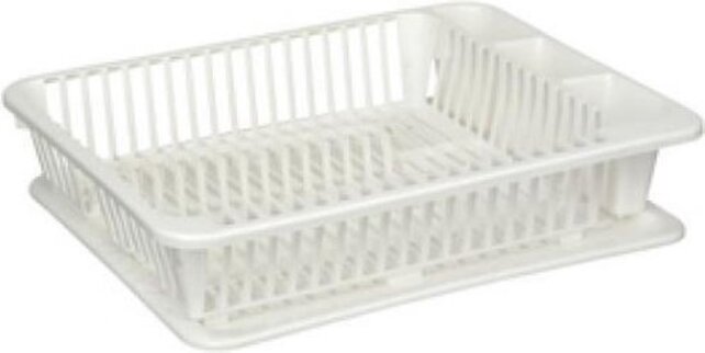 Sunware Kitchenware Dish Drainer with Drip Tray White – Plastic – 45.5 x 36 x 10 cm