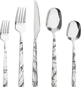 Holister 20-delige Bestekset met Marmerlook Handgrepen – RVS Modern Design