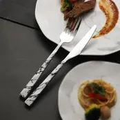 Holister 20pc Cutlery Set with Marble Look Handles – Stainless Steel Modern Flatware