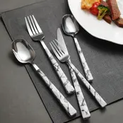 Holister 20pc Cutlery Set with Marble Look Handles – Stainless Steel Modern Flatware