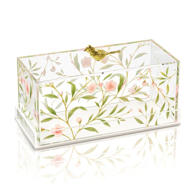 Waterdale Floral Bird Kuchenglocke Rechteckig – Lucite Haube für Kuchen