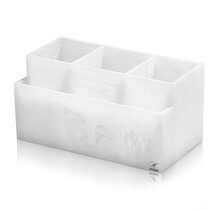 Waterdale Resin Bestekhouder met Servethouder – Marmerlook Bestek Caddy met 3 Vakken