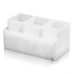 Marble Resin Silverware Caddy with Napkin Holder