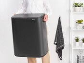 Brabantia Bo Touch Bin Mülleimer 60L Confident Grey – XXL Abfalleimer mit Soft-Touch Deckel