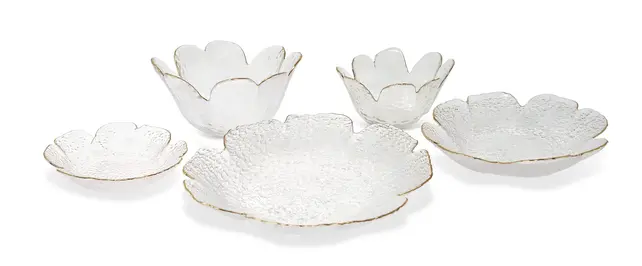 Vivience Flower Shaped Bowl with Gold Rim 14cm