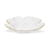 Vivience Set van 4 Bloemvormige Borden met Gouden Rand – Elegante Serviesborden voor Diners en Feestelijke Tafels