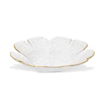 4er Set Blumenförmige Teller mit Goldrand