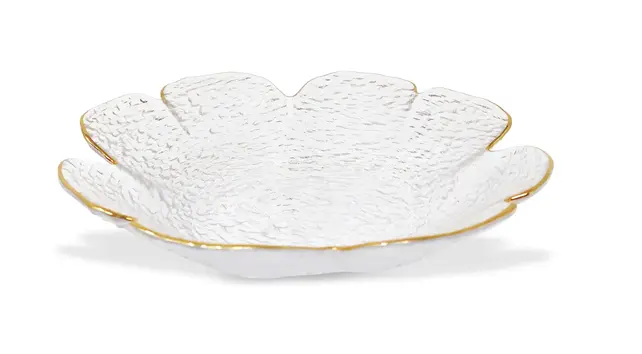 Vivience Set of 4 Flower Shaped Plate With Gold Rim