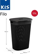 Curver Filo Laundry Box Black 55L 44 x 35 x h61cm
