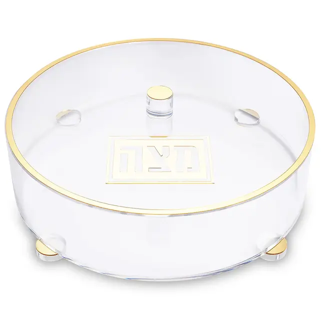 Art  Round Lucite Matzah Box  40 cm