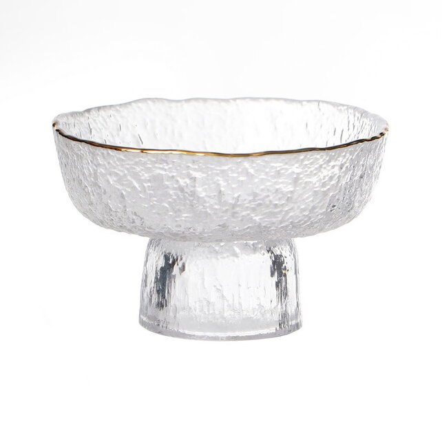 Novell Set of 6 Clear Glass Footed Dessert Bowls with Gold Rim – Ø11.5 cm