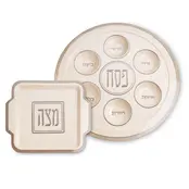 Bamboo Passover and Matzah Plates-silver