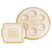 Bamboo Passover and Matzah Plates- gold