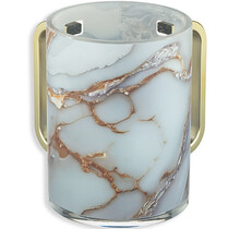 Art Acrylic Wash Cup White Marble with Gold and Silver