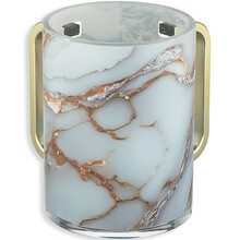 Gobelet de Lavage Acrylique Blanc Marbre avec Or et Argent