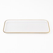 Novell Hammered Glass Rectangular Tray with Gold Rim