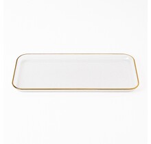 Novell Hammered Glass Rectangular Tray with Gold Rim