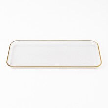 Hammered Glass Rectangular Tray with Gold Rim