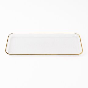 Rechteckiges Gehämmerte Glas Serviertablett mit Goldrand