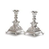 Paldinox  Set of 2 Classic Silver Candle Holders 15 cm