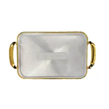 Goud Dienblad met Handgrepen Ribbelstructuur 27x40 cm