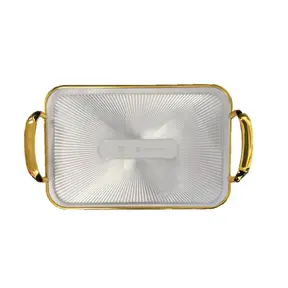 Gold Ribbed Tray with Handles 27x40
