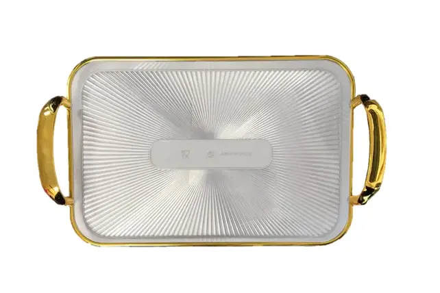 Gold Ribbed Tray with Handles 27x40
