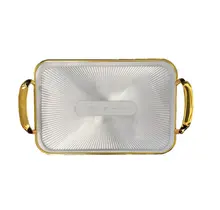 Goud Dienblad met Handgrepen Ribbelstructuur 20x30 cm