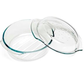 Plat rond en verre avec couvercle 2.4L