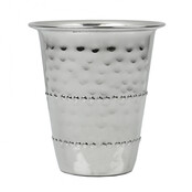 RVS Kiddush beker gehamerd met parelrand 3 inch