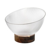 Bol Décoratif en Verre avec Base Acacia