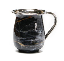 Paldinox Black Marble Effect Wash Cup with Polished Handles