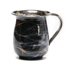 Hand Wash Cup Black Marble Inside And Handles Polished