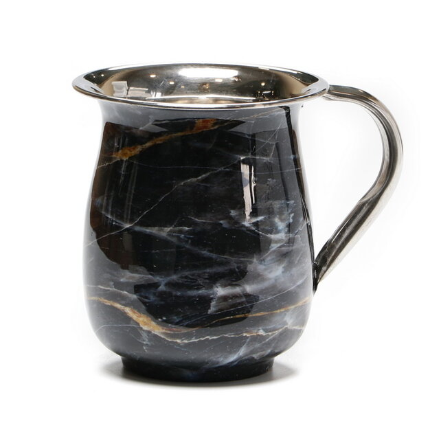 Paldinox Black Marble Effect Wash Cup with Polished Handles