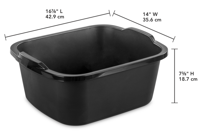 Dishpan-Rect- Black 18Qt-17L