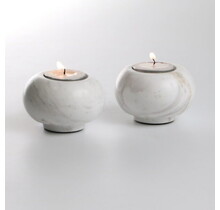 Paldinox Lot de 2 Bougeoirs Or Marbre Blanc