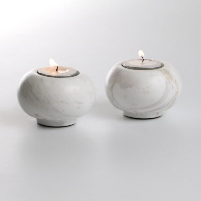 Paldinox Set 2 Candle Holders Gold And White Marble Base