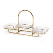 Novell Gold Serving Rack with 3 Glass Dishes